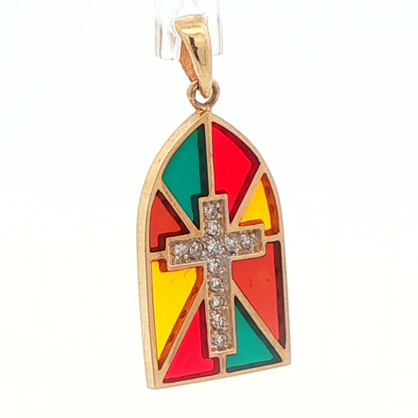 14k Yellow Gold & Diamond Cross Pendant