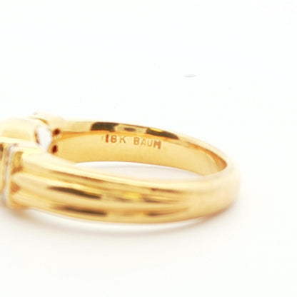 18K Yellow Gold Blue Sapphire & Diamond Ring
