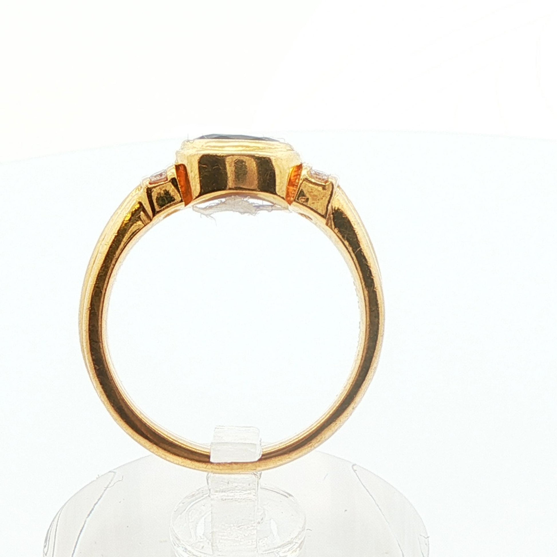 18K Yellow Gold Blue Sapphire & Diamond Ring