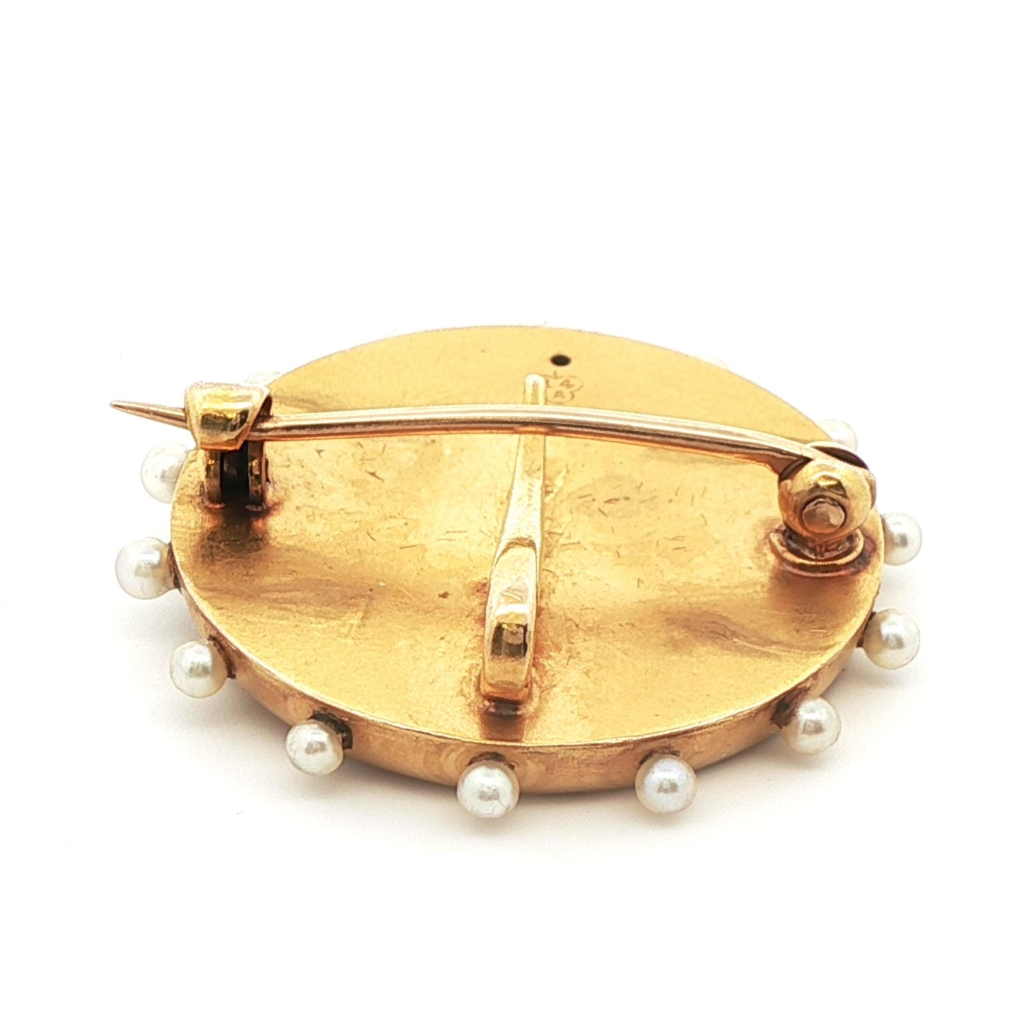 14k Yellow Gold Diamond & Pearl Brooch/Watch Holder