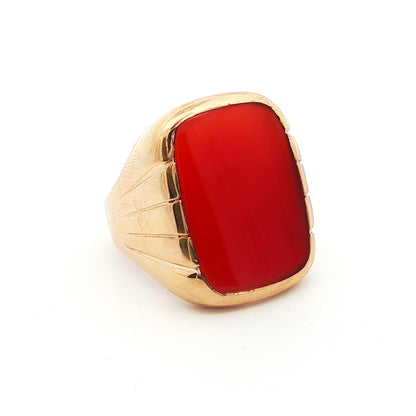 10k Yellow Gold & Carnelian 1910 Edwardian Ring