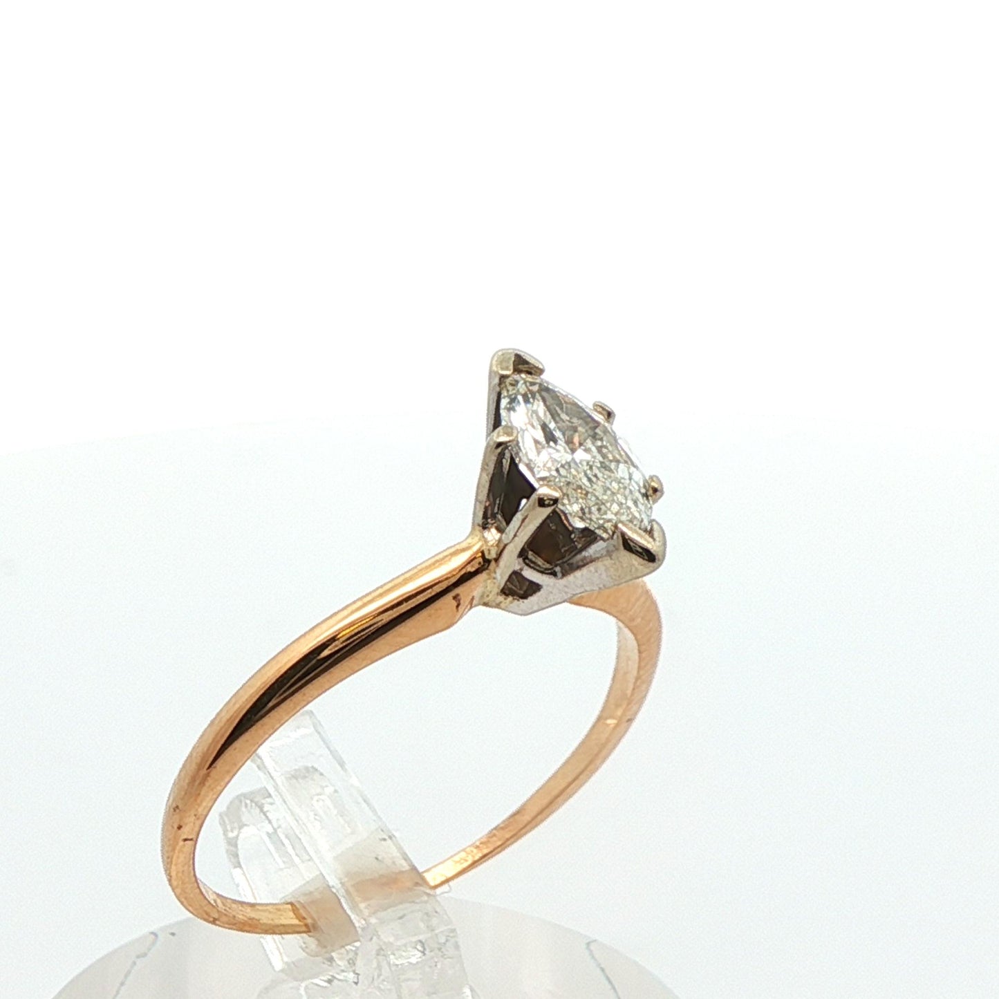 14k Yellow Gold Marquise Diamond Engagement Ring