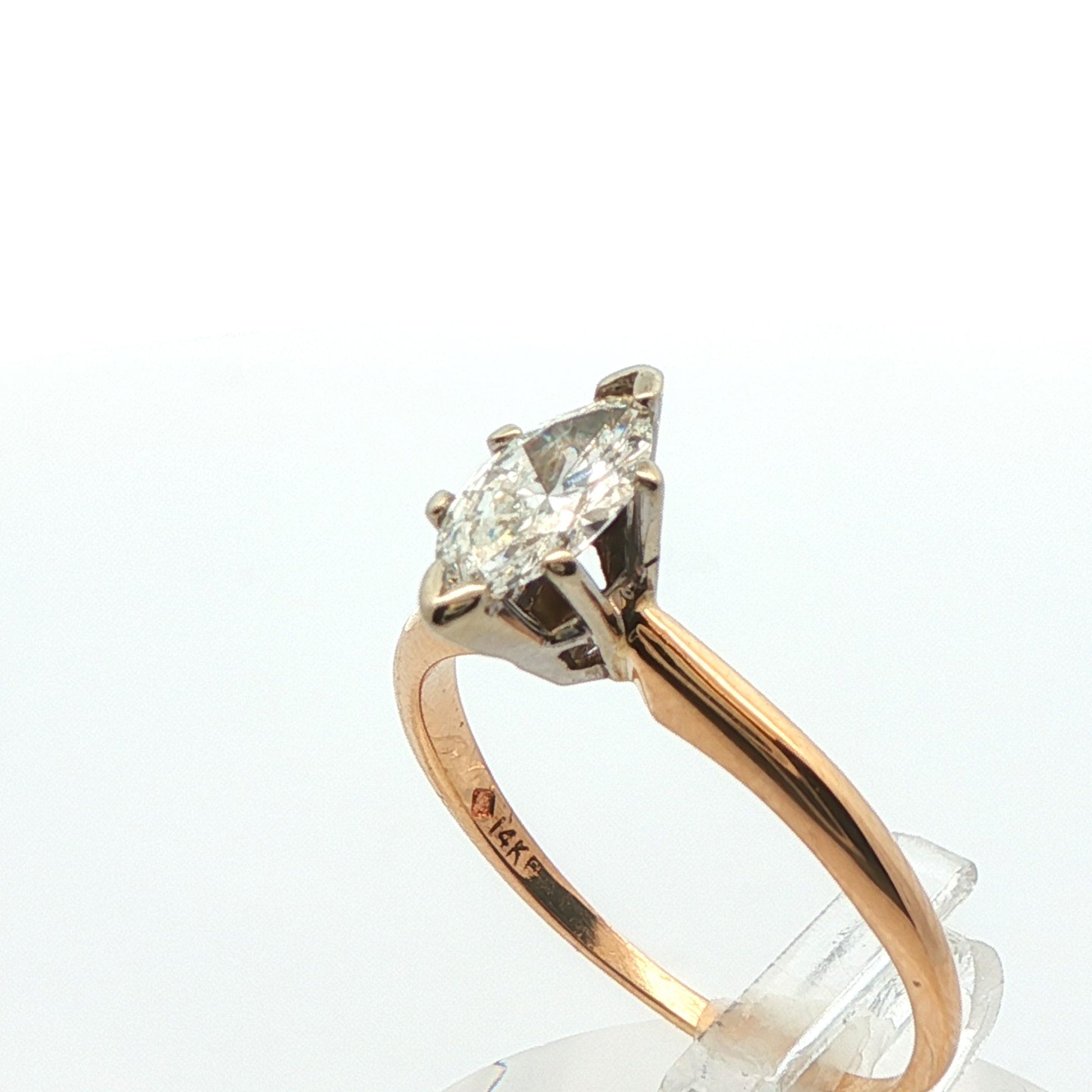 14k Yellow Gold Marquise Diamond Engagement Ring