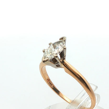 14k Yellow Gold Marquise Diamond Engagement Ring