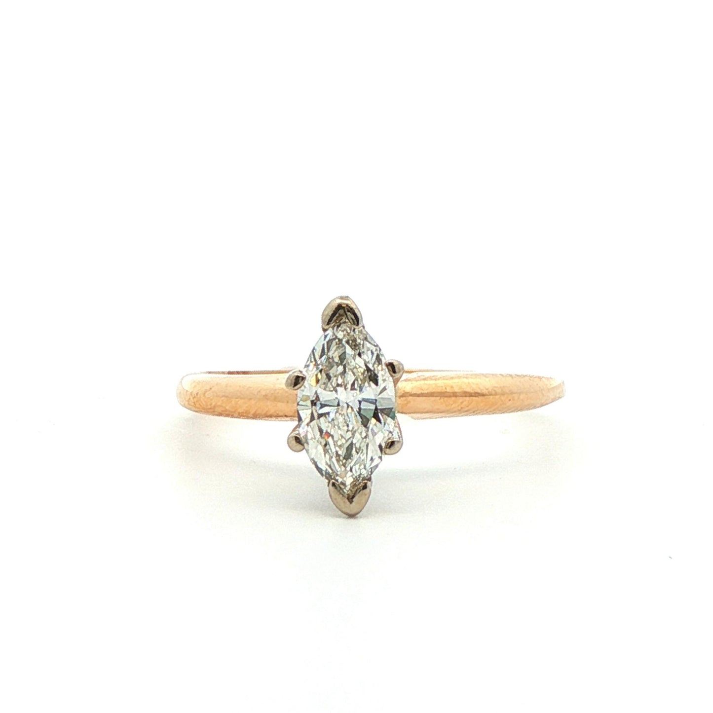 14k Yellow Gold Marquise Diamond Engagement Ring