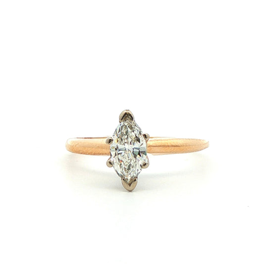 14k Yellow Gold Marquise Diamond Engagement Ring
