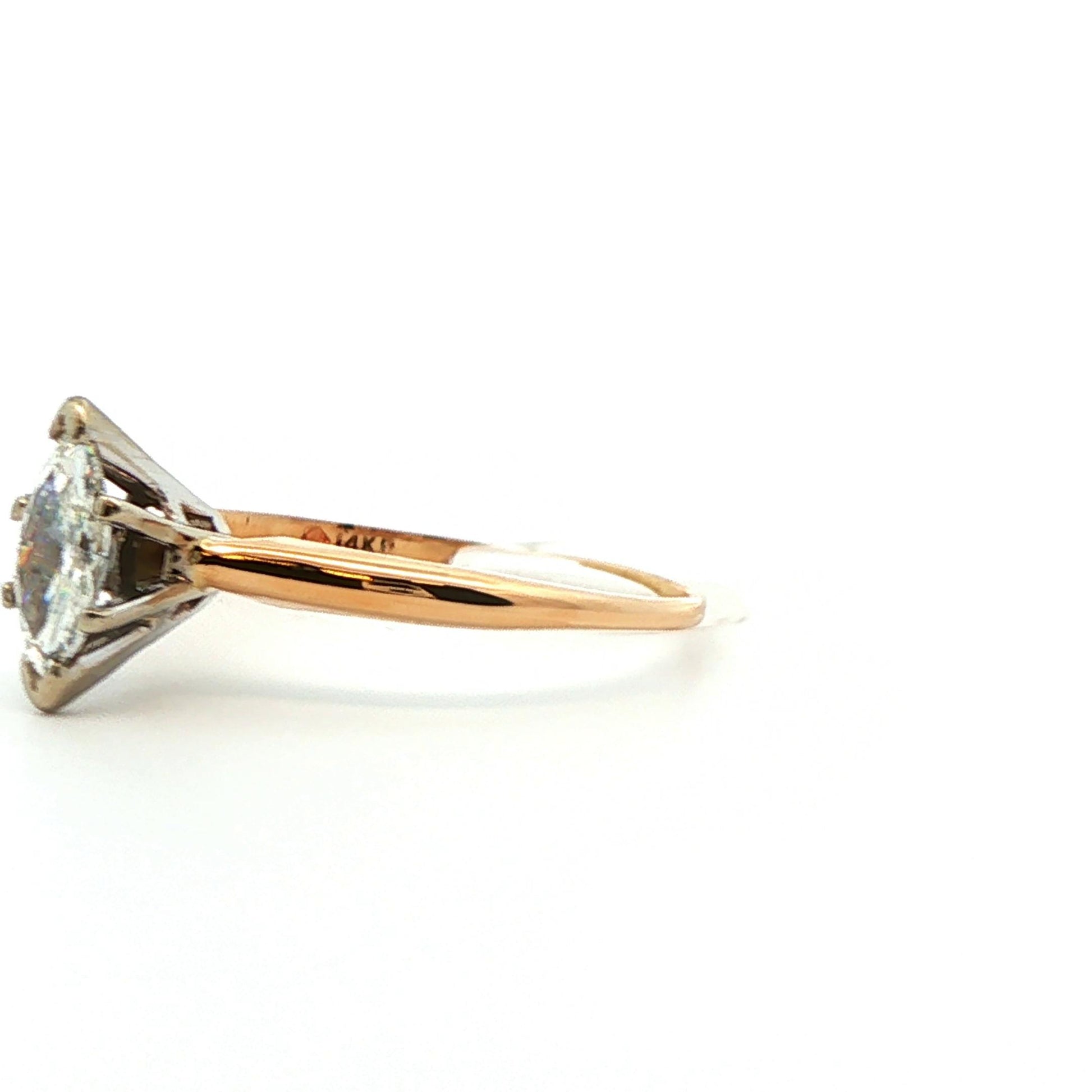 14k Yellow Gold Marquise Diamond Engagement Ring