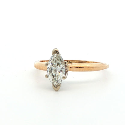 14k Yellow Gold Marquise Diamond Engagement Ring