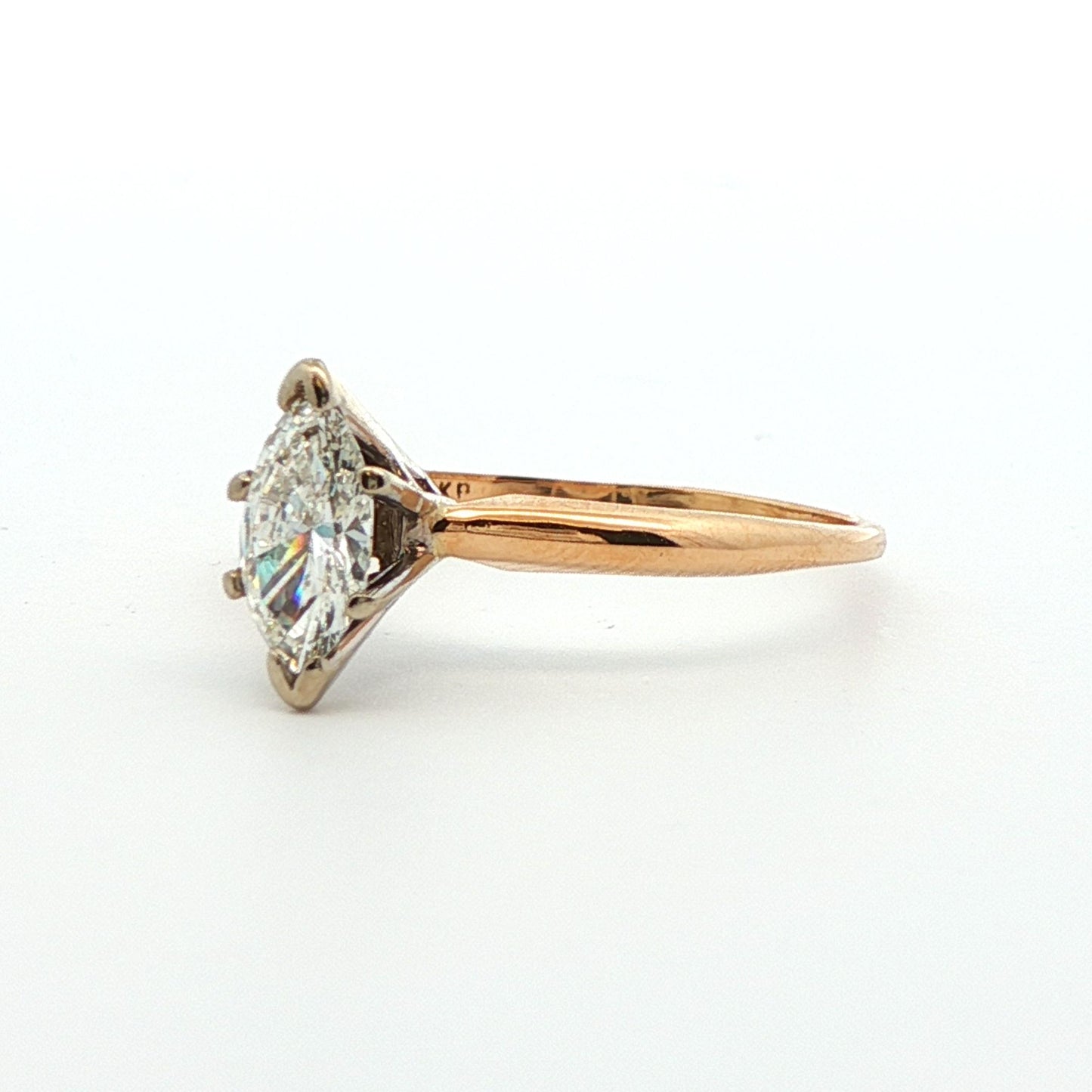 14k Yellow Gold Marquise Diamond Engagement Ring
