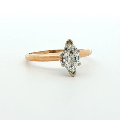 14k Yellow Gold Marquise Diamond Engagement Ring