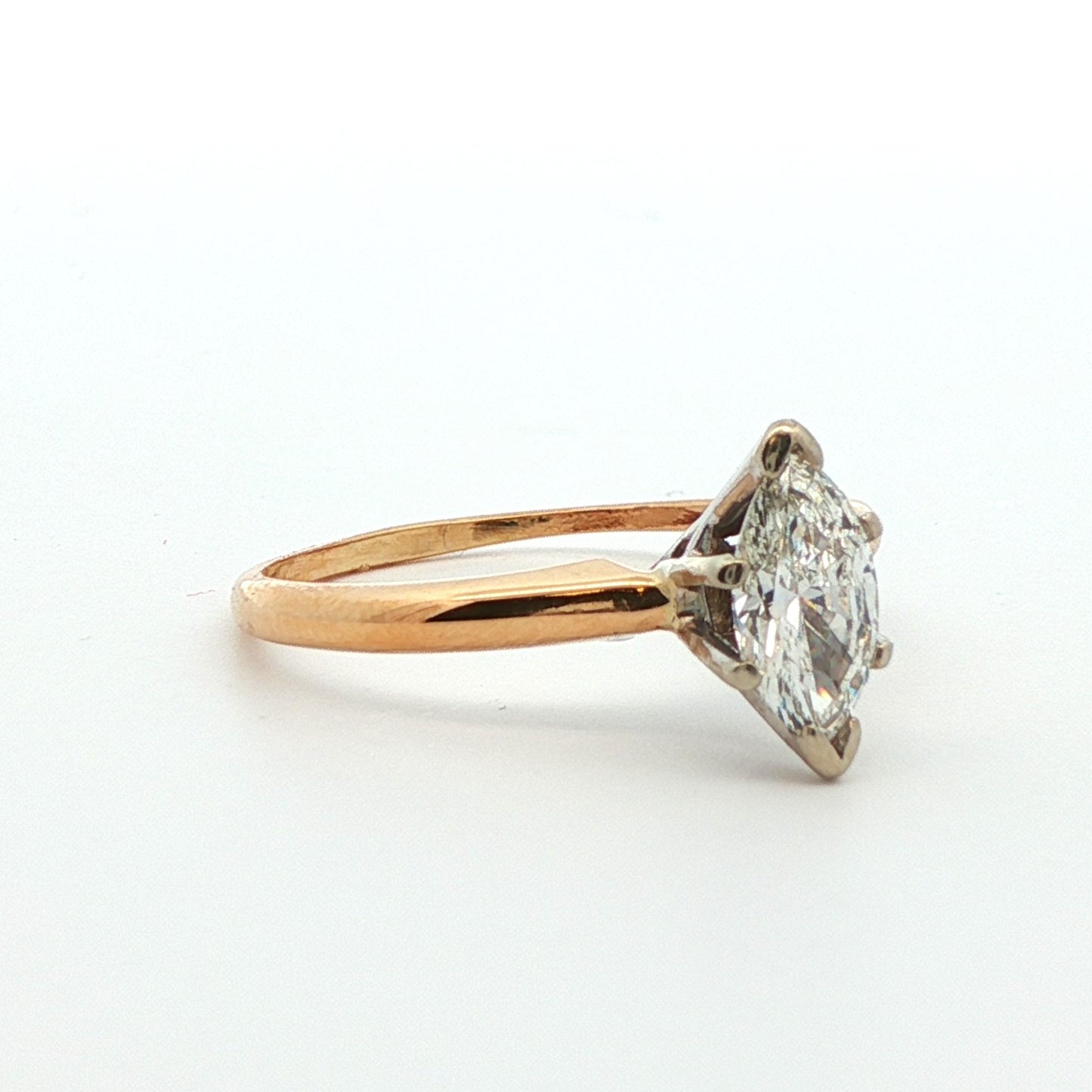 14k Yellow Gold Marquise Diamond Engagement Ring
