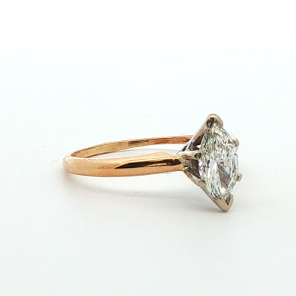14k Yellow Gold Marquise Diamond Engagement Ring