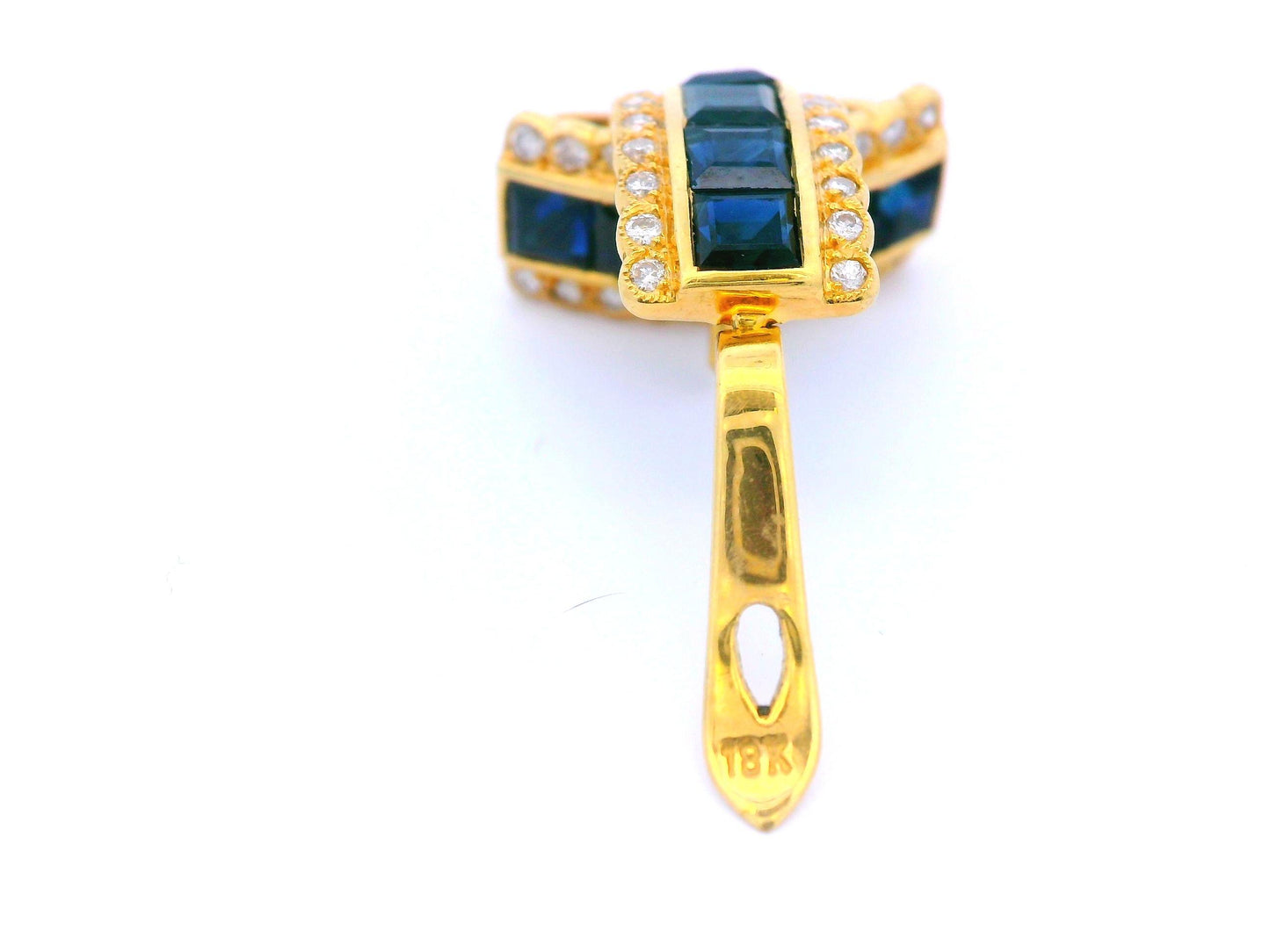 18k Yellow Gold Sapphire & Diamond Huggie Earrings