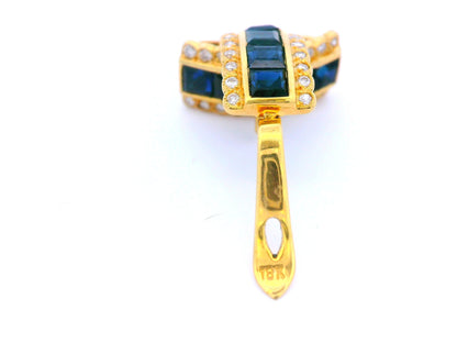 18k Yellow Gold Sapphire & Diamond Huggie Earrings