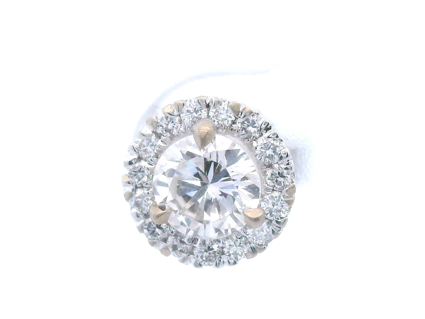 14k White Gold Natural Diamond Halo Stud Earrings