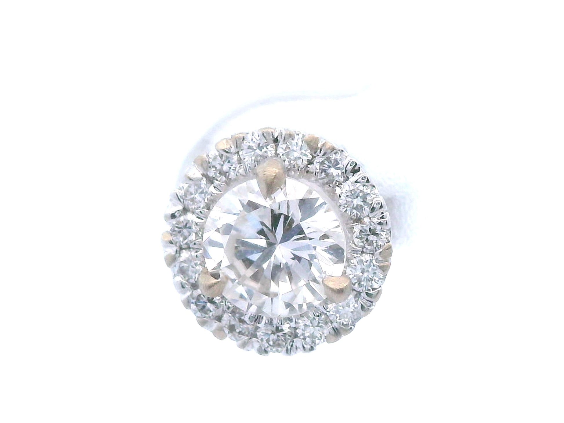 14k White Gold Natural Diamond Halo Stud Earrings