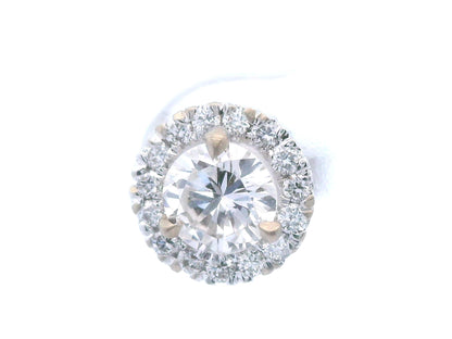 14k White Gold Natural Diamond Halo Stud Earrings