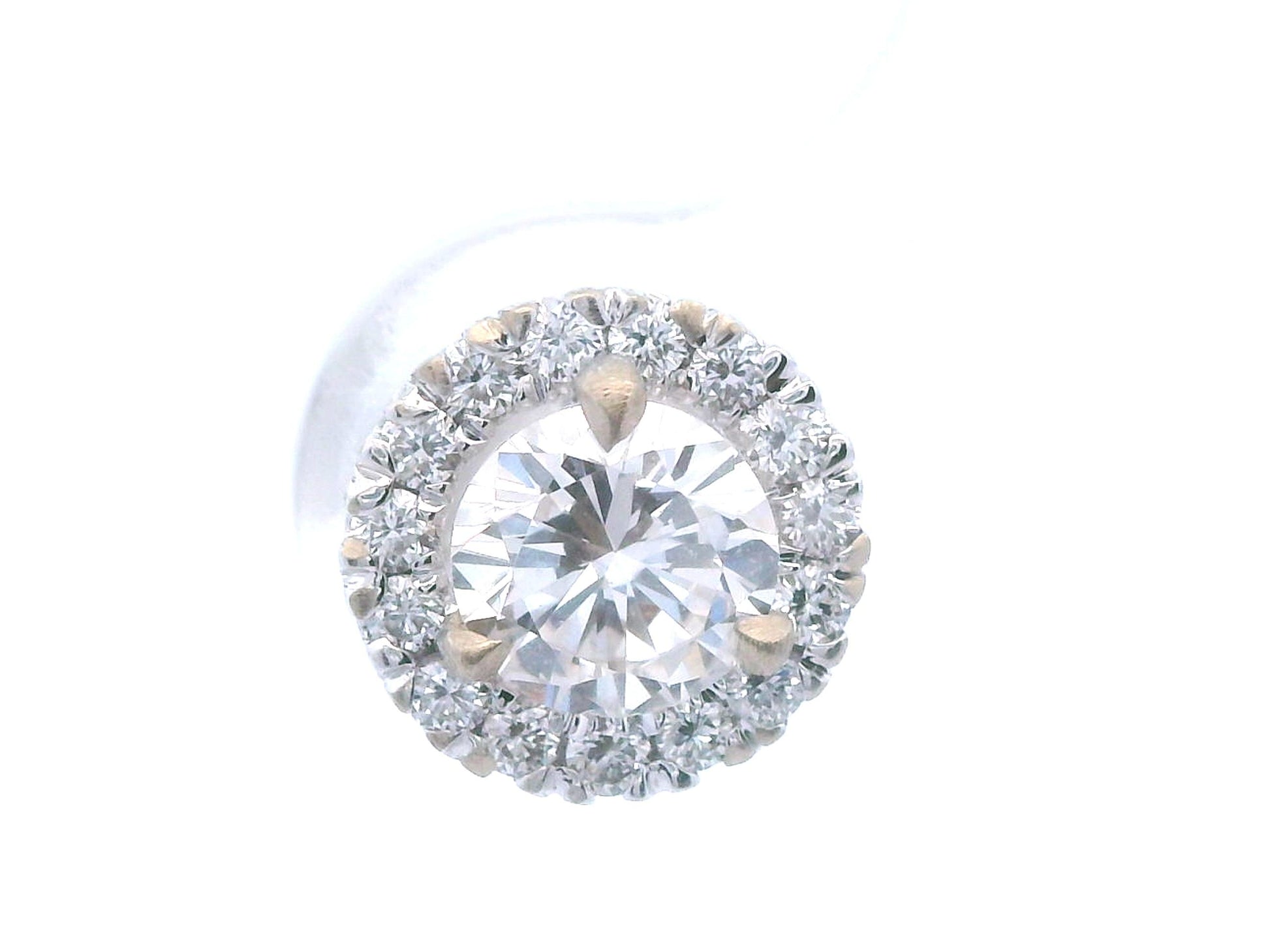 14k White Gold Natural Diamond Halo Stud Earrings