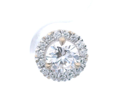 14k White Gold Natural Diamond Halo Stud Earrings