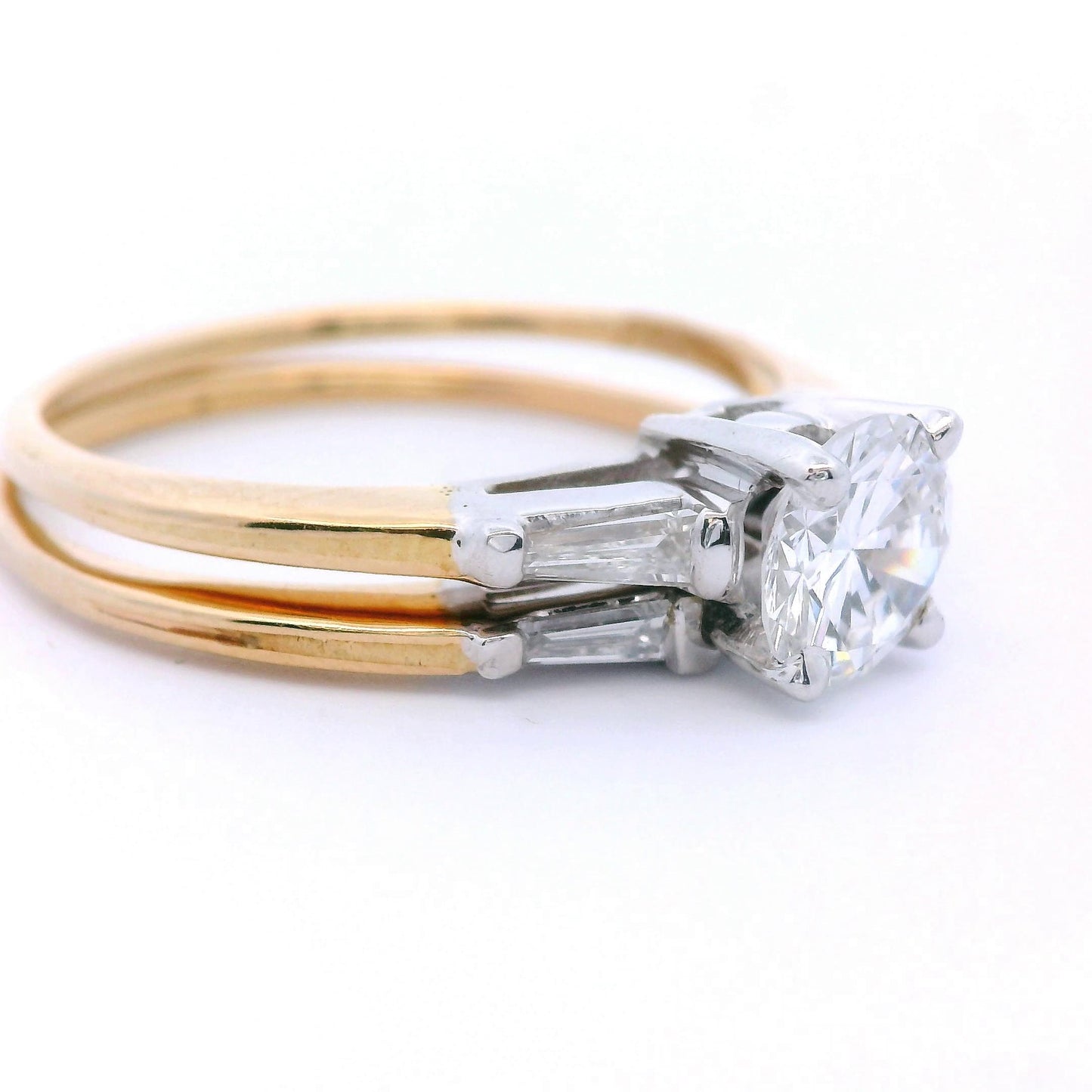 14k Two Tone Engagement Ring & Wedding Band Set