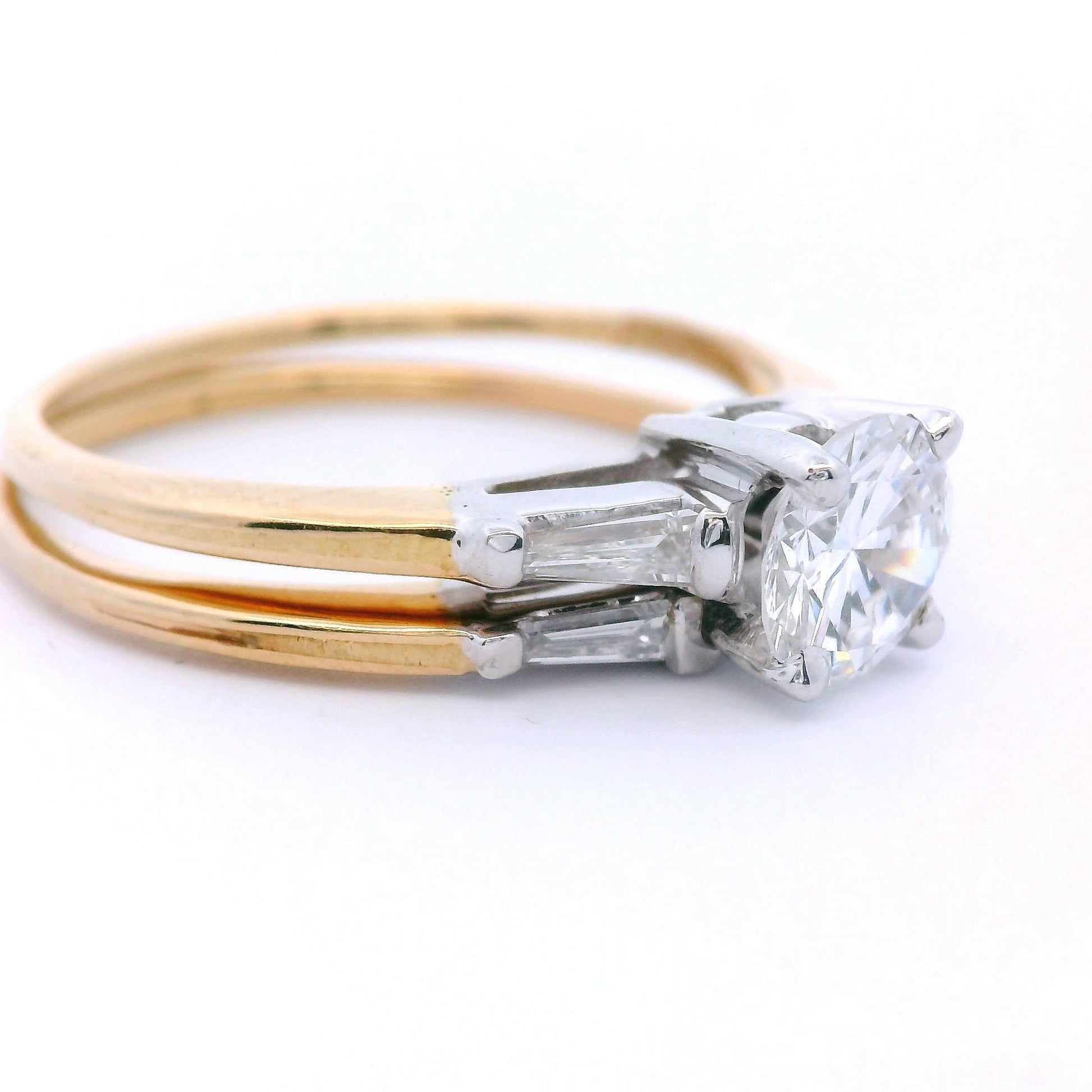 14k Two Tone Engagement Ring & Wedding Band Set