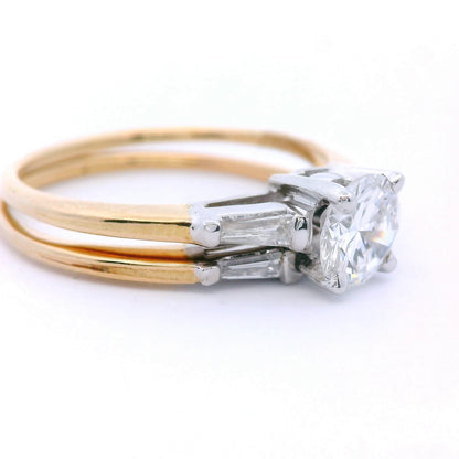 14k Two Tone Engagement Ring & Wedding Band Set