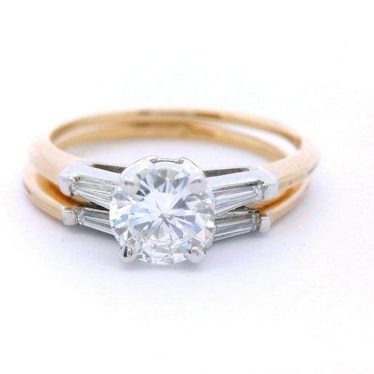 14k Two Tone Engagement Ring & Wedding Band Set