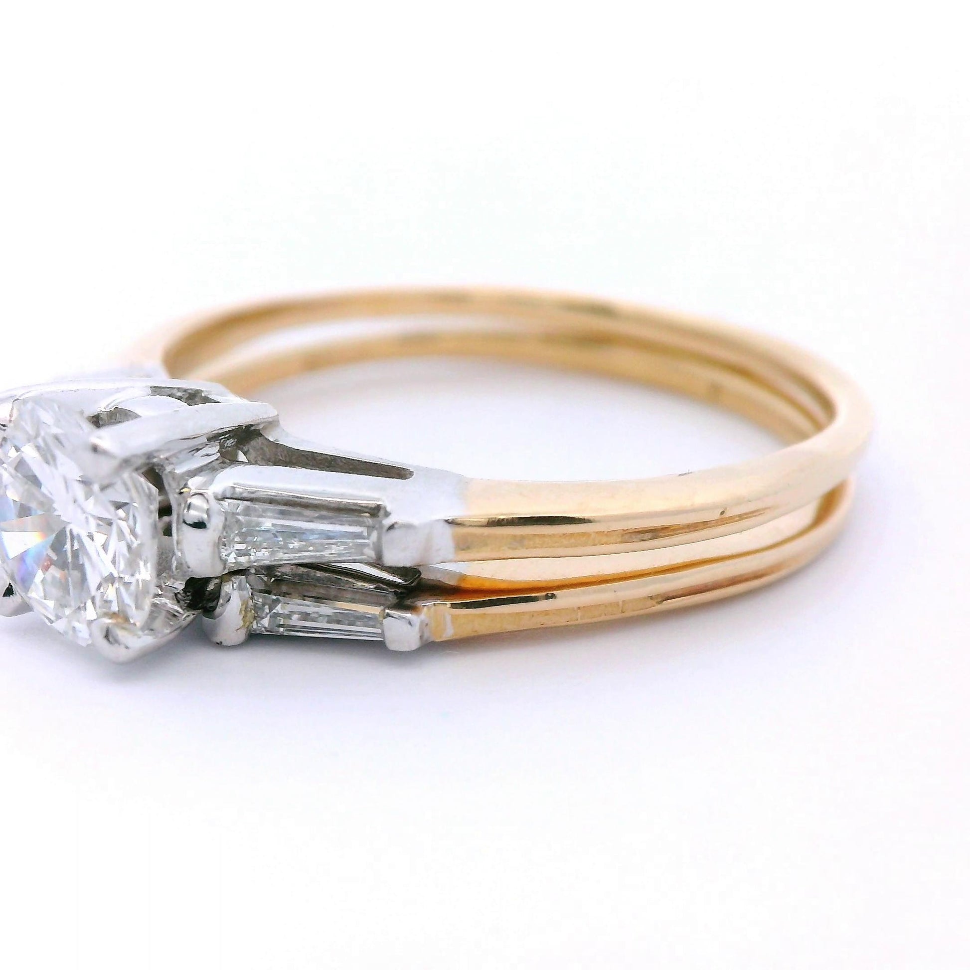 14k Two Tone Engagement Ring & Wedding Band Set