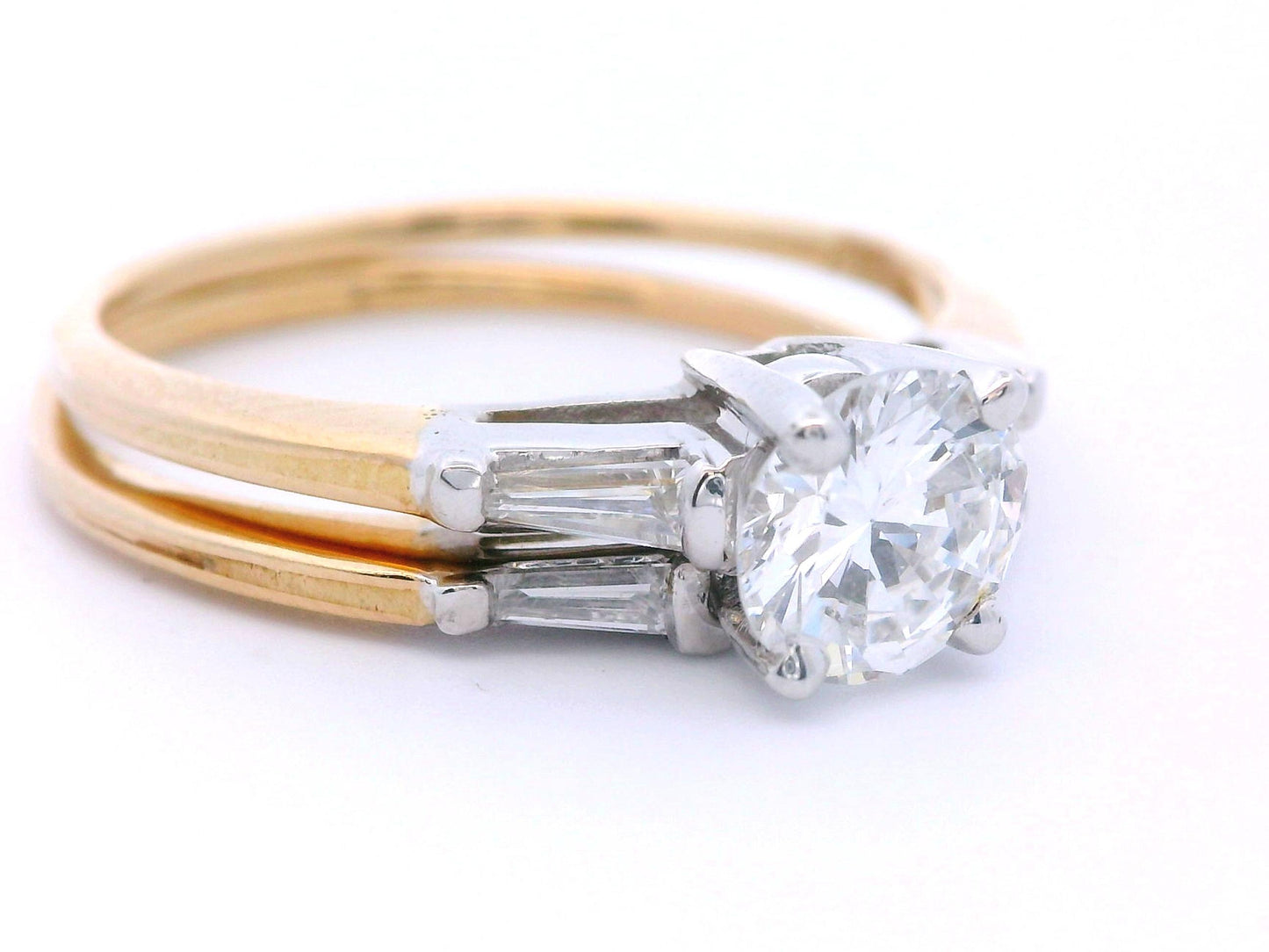 14k Two Tone Engagement Ring & Wedding Band Set