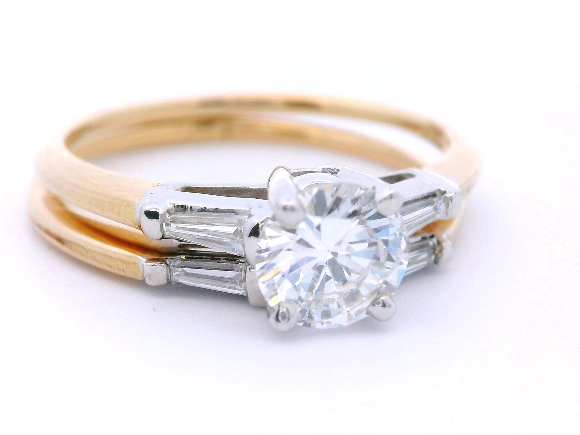 14k Two Tone Engagement Ring & Wedding Band Set