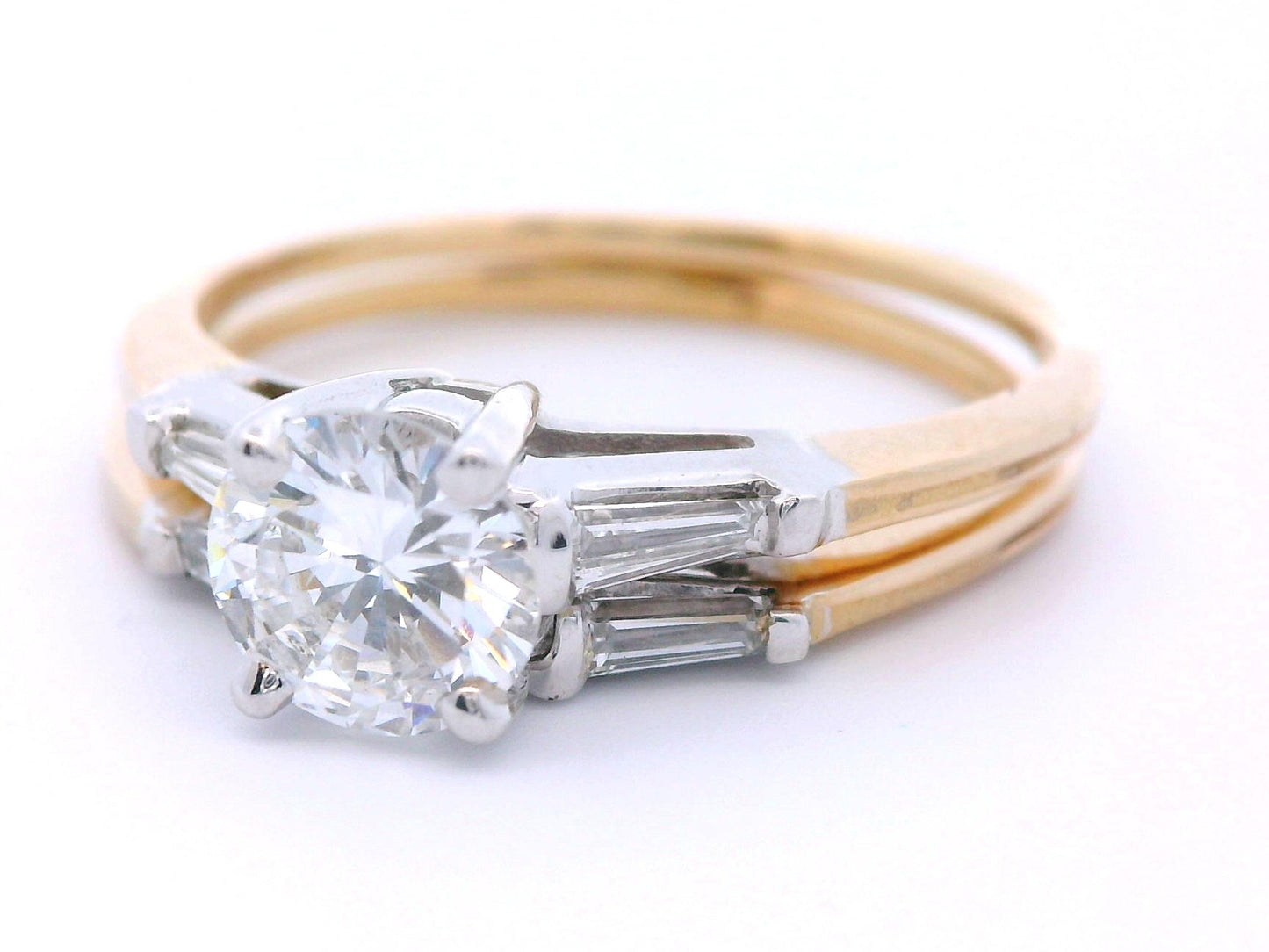 14k Two Tone Engagement Ring & Wedding Band Set