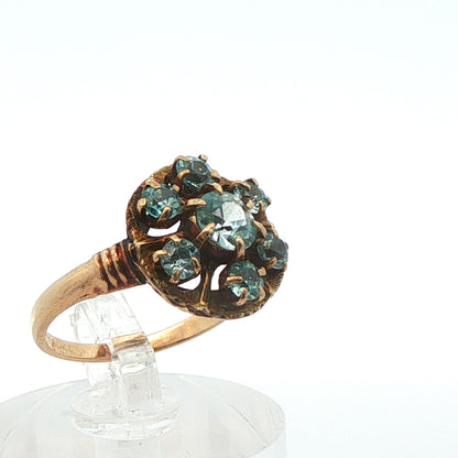 10k Yellow Gold Blue Zircon Cluster Ring 1890 Victorian