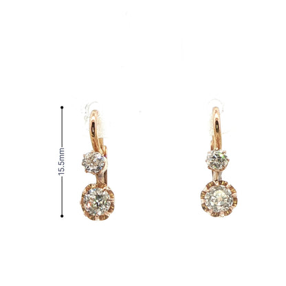 18k Yellow Gold Victorian Old European Cut Diamond Earrings