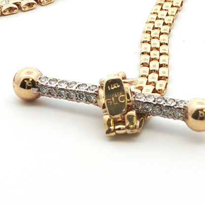 14k Yellow Gold & Diamond Stirrup Toggle Necklace