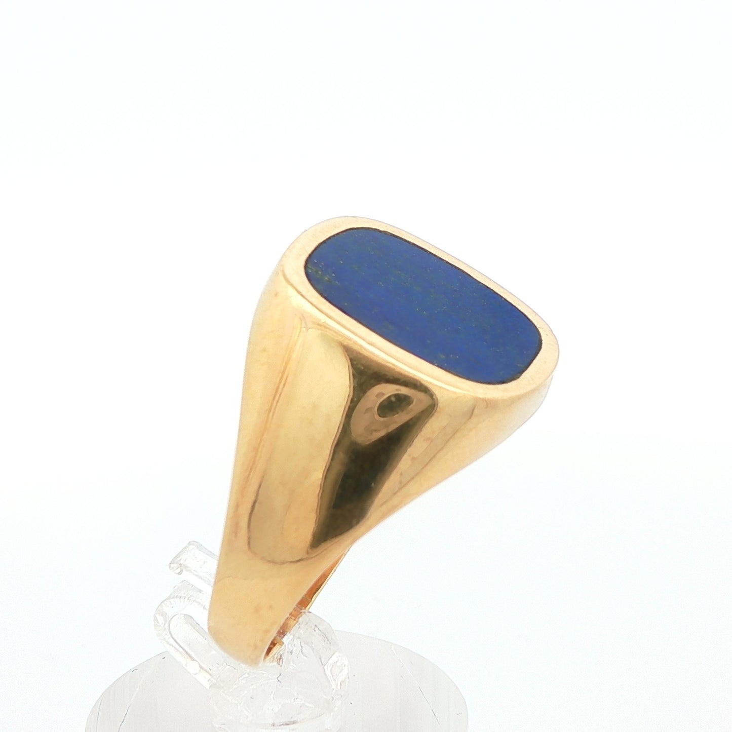Large 14k Yellow Gold Inlaid Lapis Ring