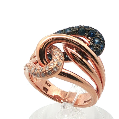 Levian 14k Rose Gold Sapphire & Diamond Ring