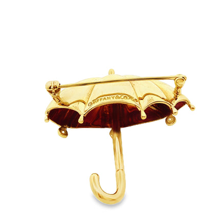 Tiffany & Co. 18k Yellow Gold & Diamond Umbrella Pin/Brooch