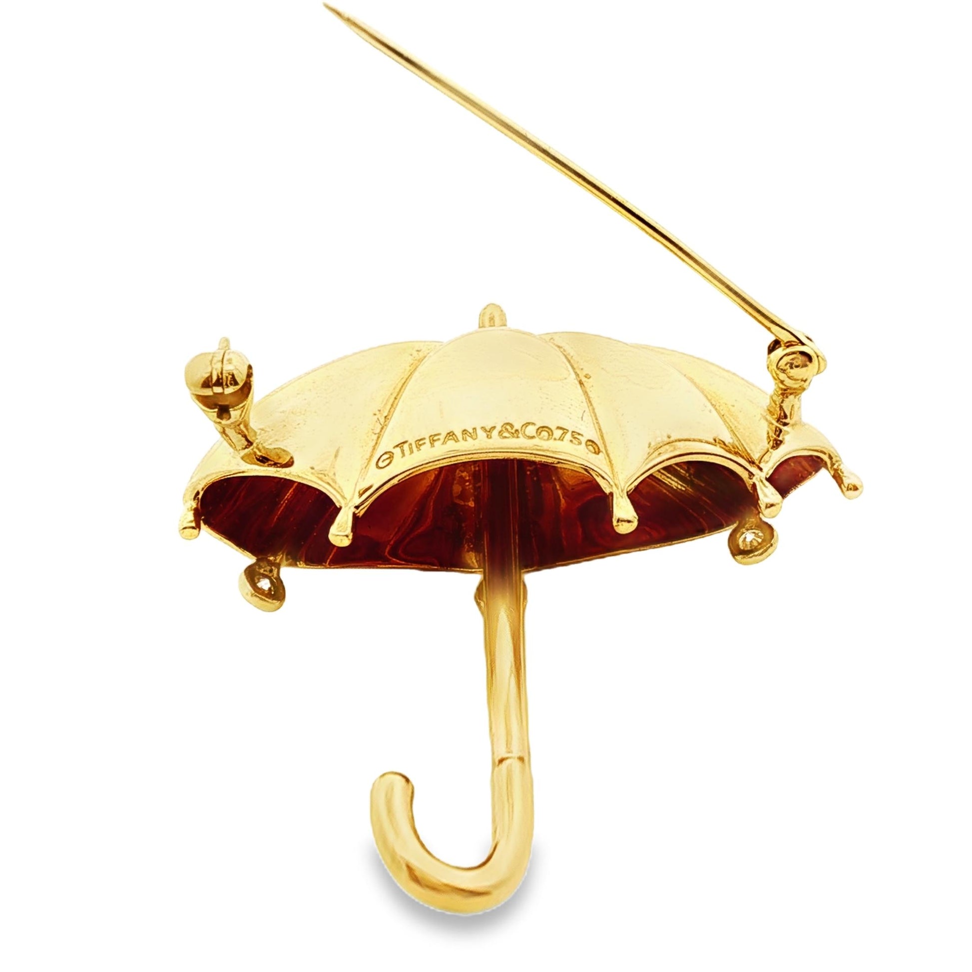 Tiffany & Co. 18k Yellow Gold & Diamond Umbrella Pin/Brooch
