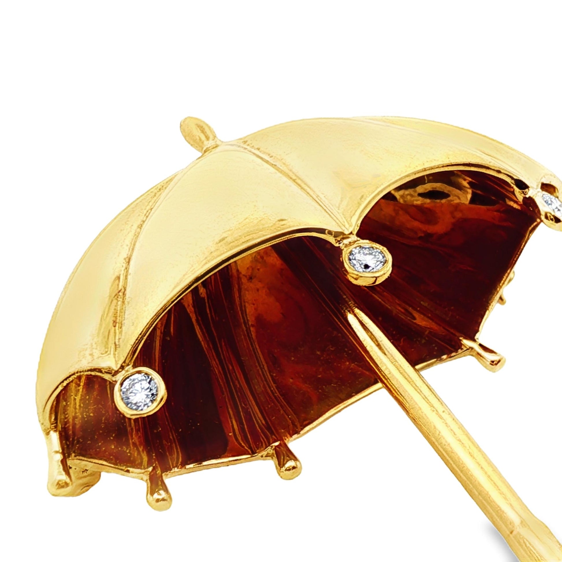 Tiffany & Co. 18k Yellow Gold & Diamond Umbrella Pin/Brooch