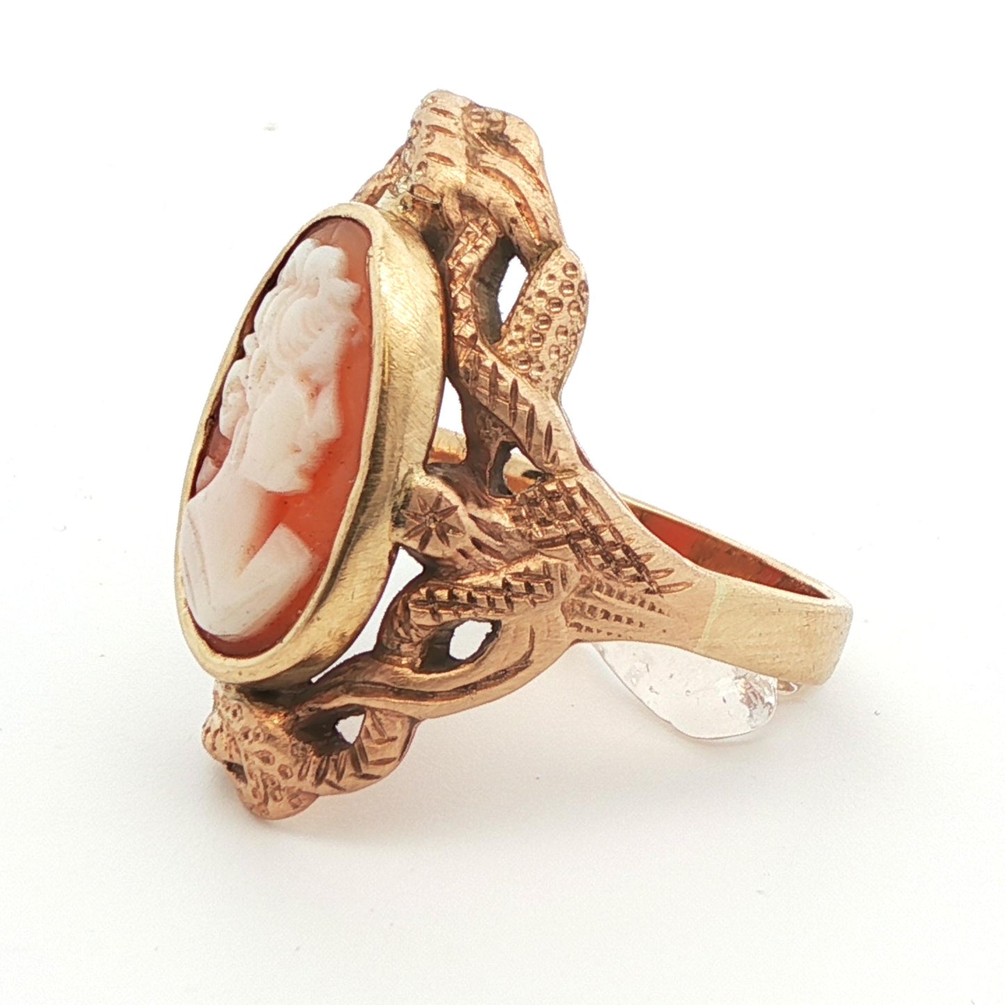 14k Yellow Gold Cameo Snake Ring 1890 Edwardian
