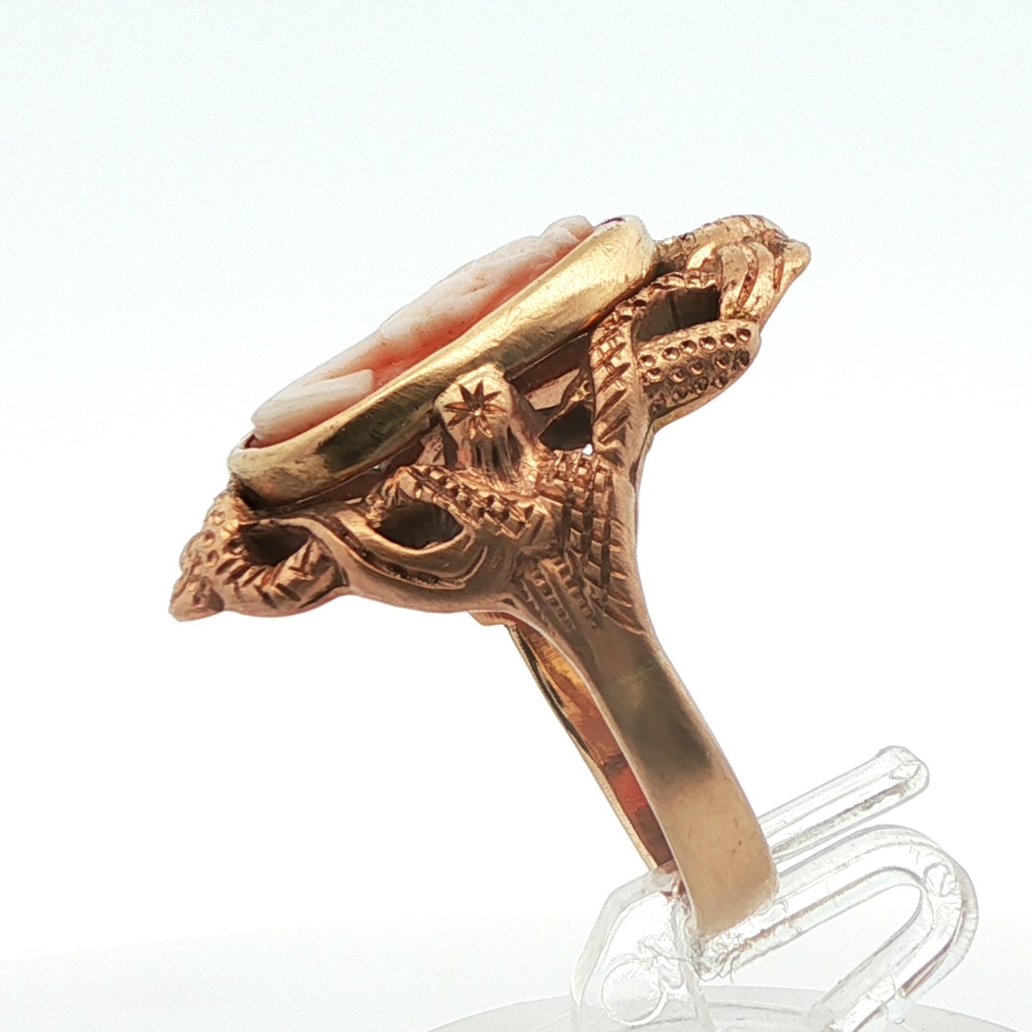 14k Yellow Gold Cameo Snake Ring 1890 Edwardian