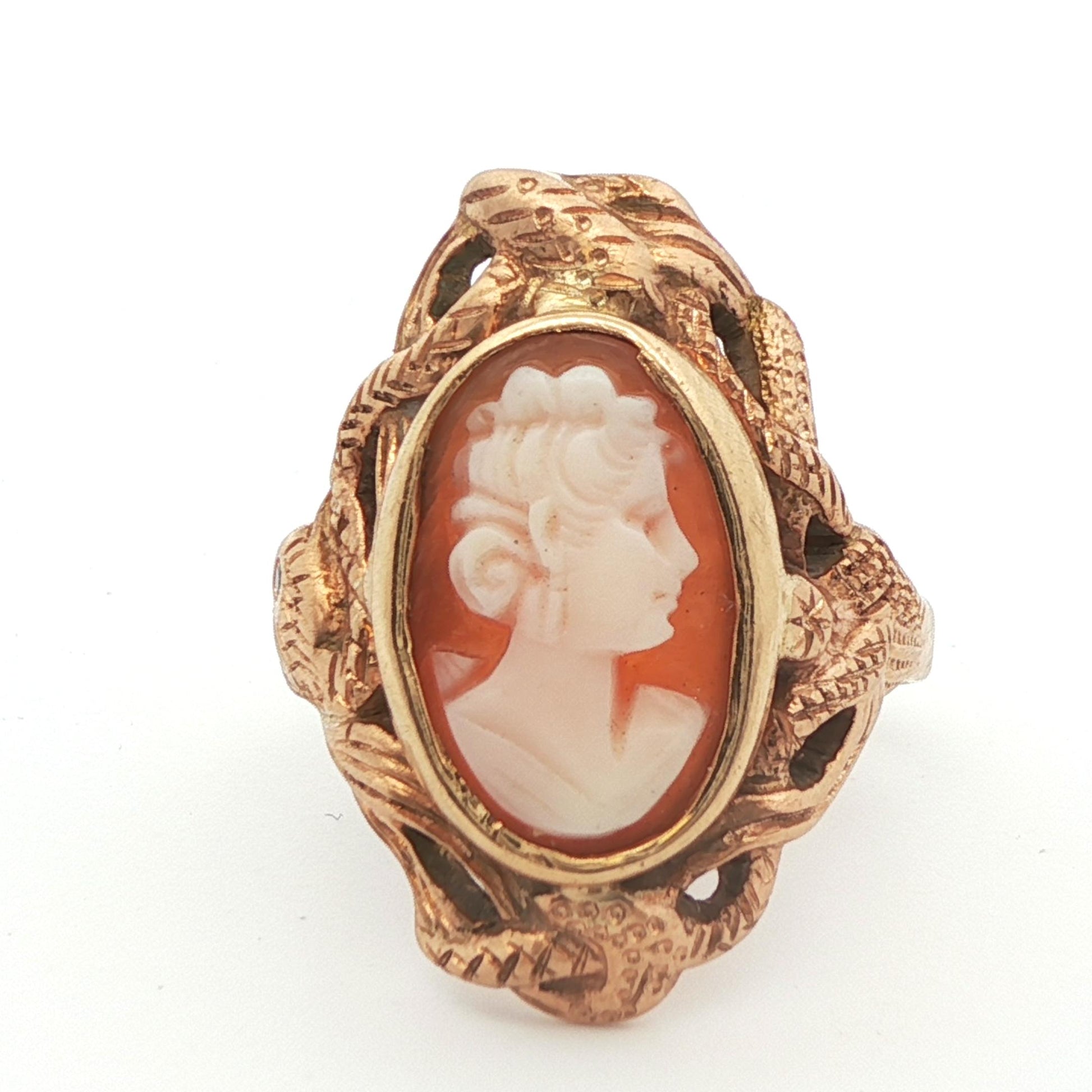 14k Yellow Gold Cameo Snake Ring 1890 Edwardian