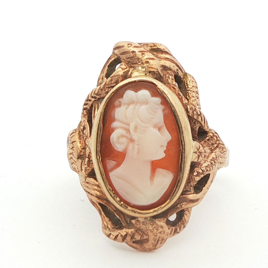 14k Yellow Gold Cameo Snake Ring 1890 Edwardian
