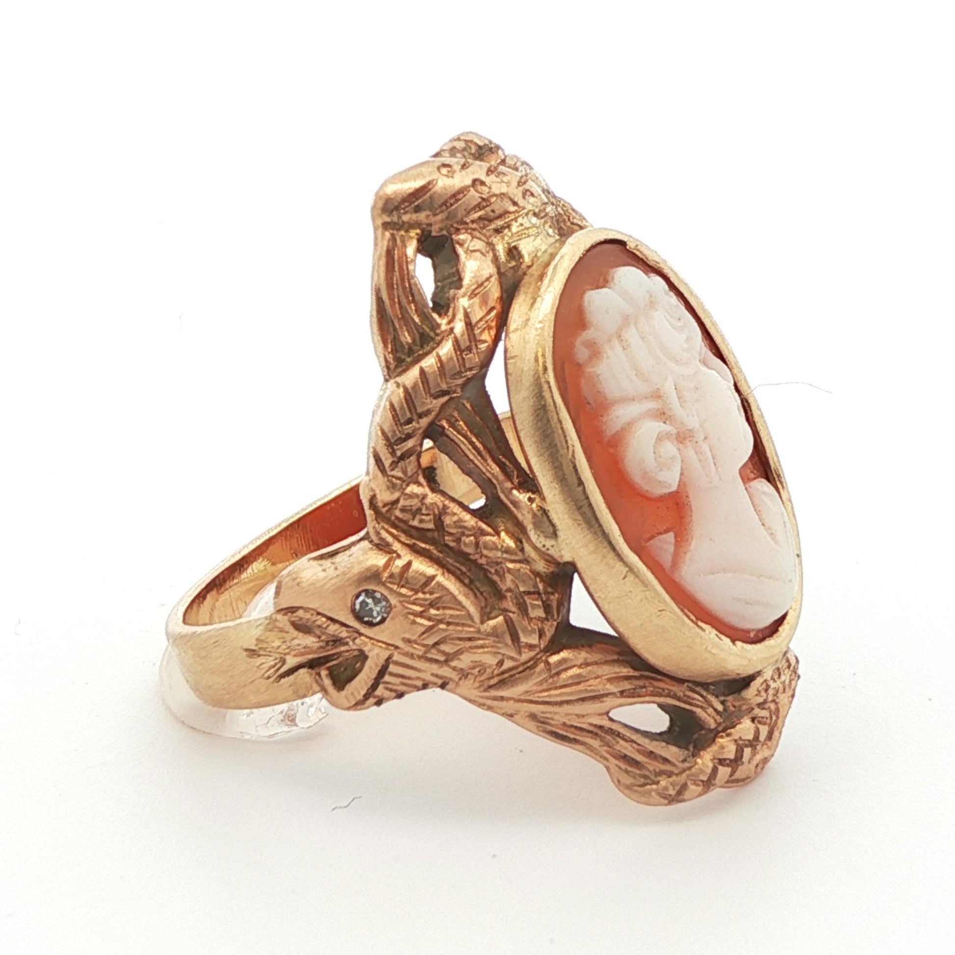 14k Yellow Gold Cameo Snake Ring 1890 Edwardian