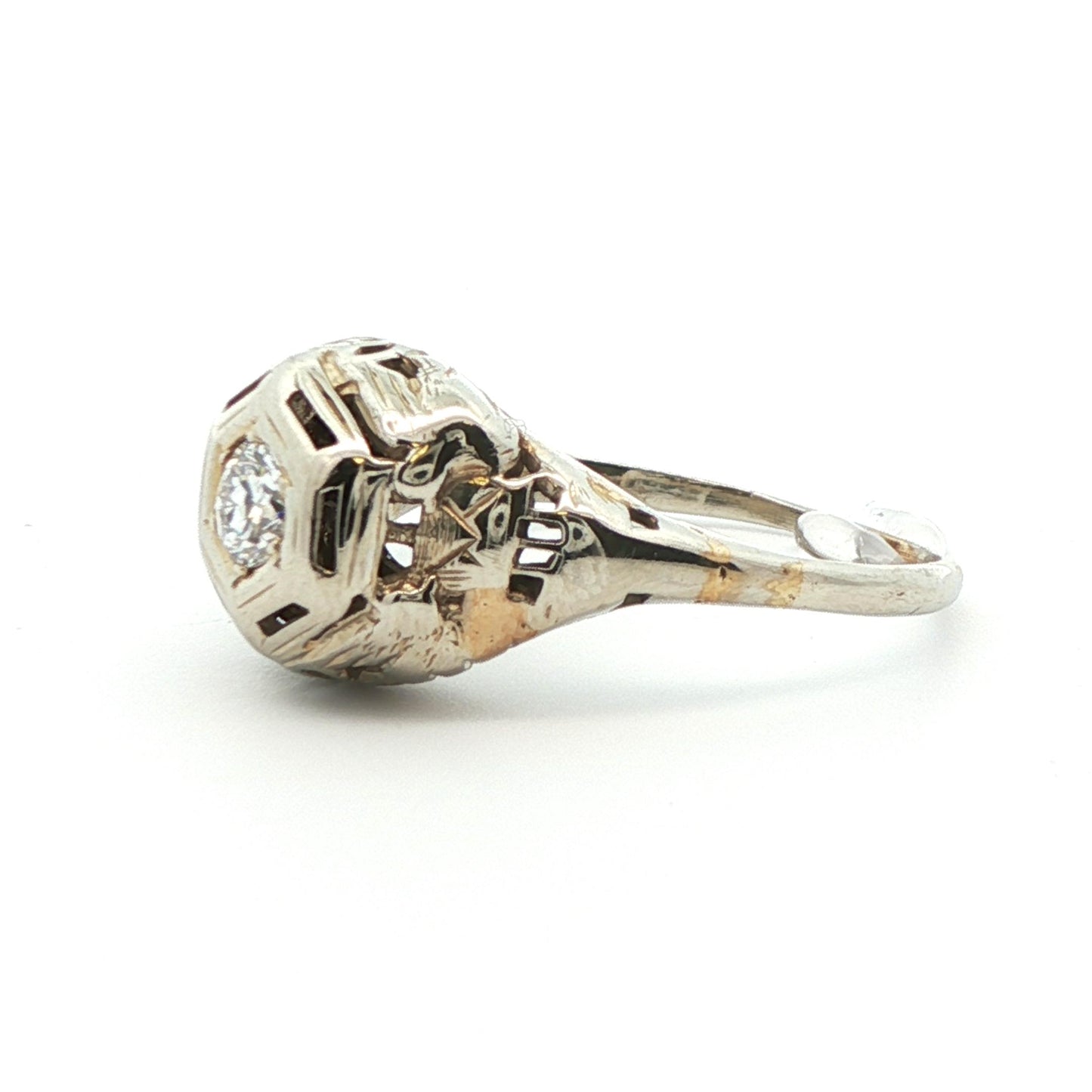 18k White Gold 1925 Antique Art Deco Diamond Ring