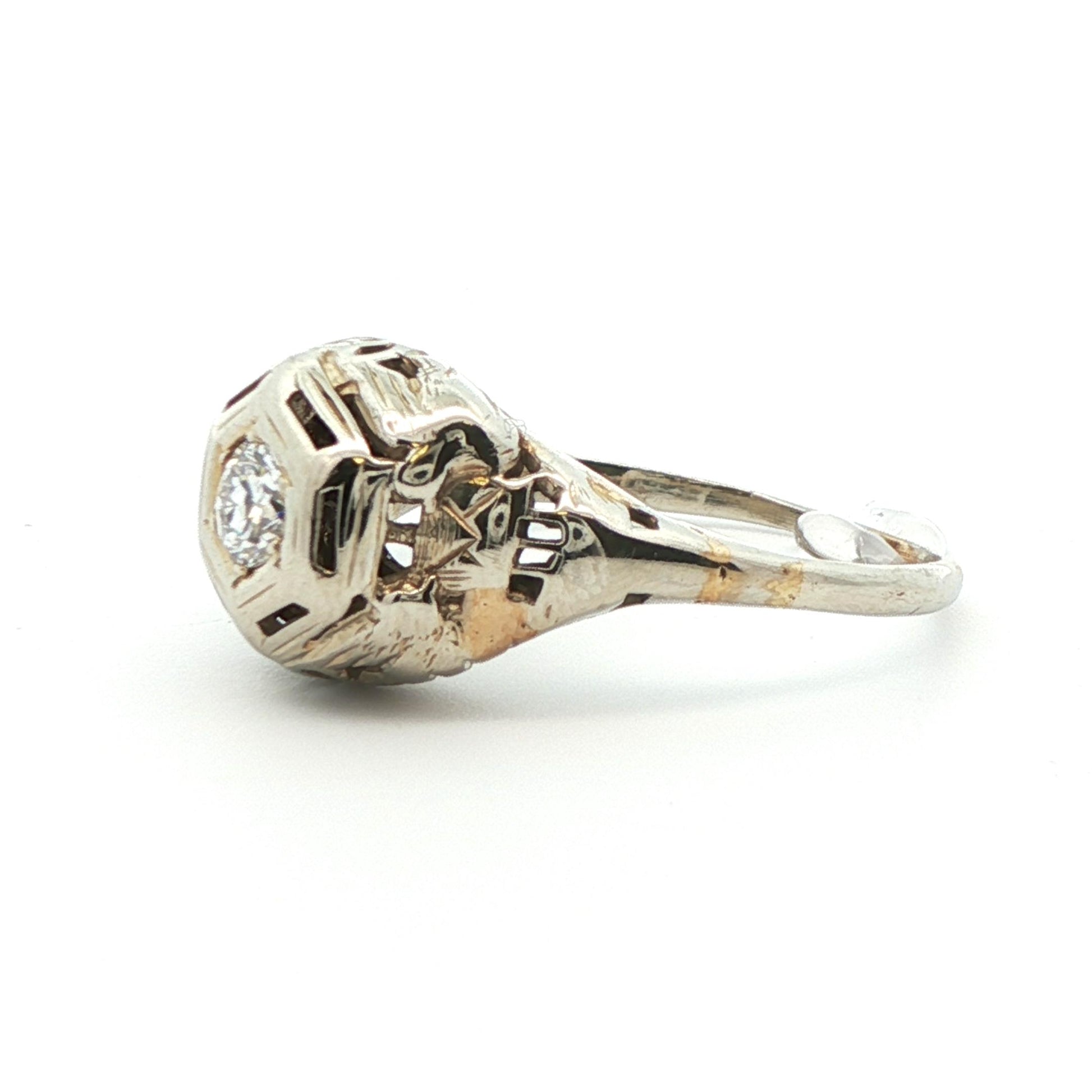 18k White Gold 1925 Antique Art Deco Diamond Ring