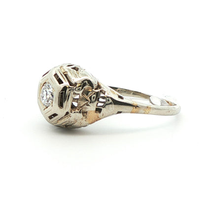 18k White Gold 1925 Antique Art Deco Diamond Ring