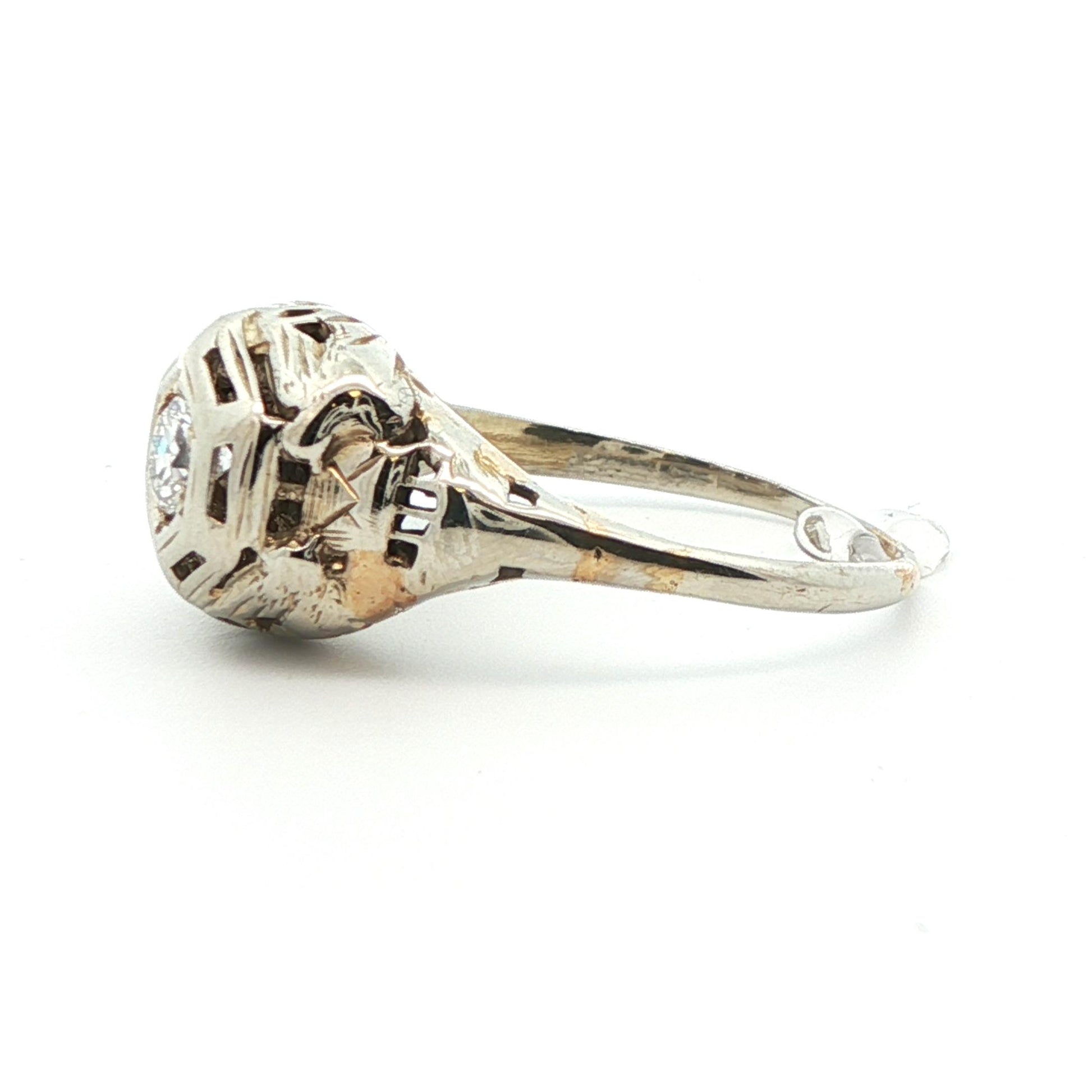 18k White Gold 1925 Antique Art Deco Diamond Ring