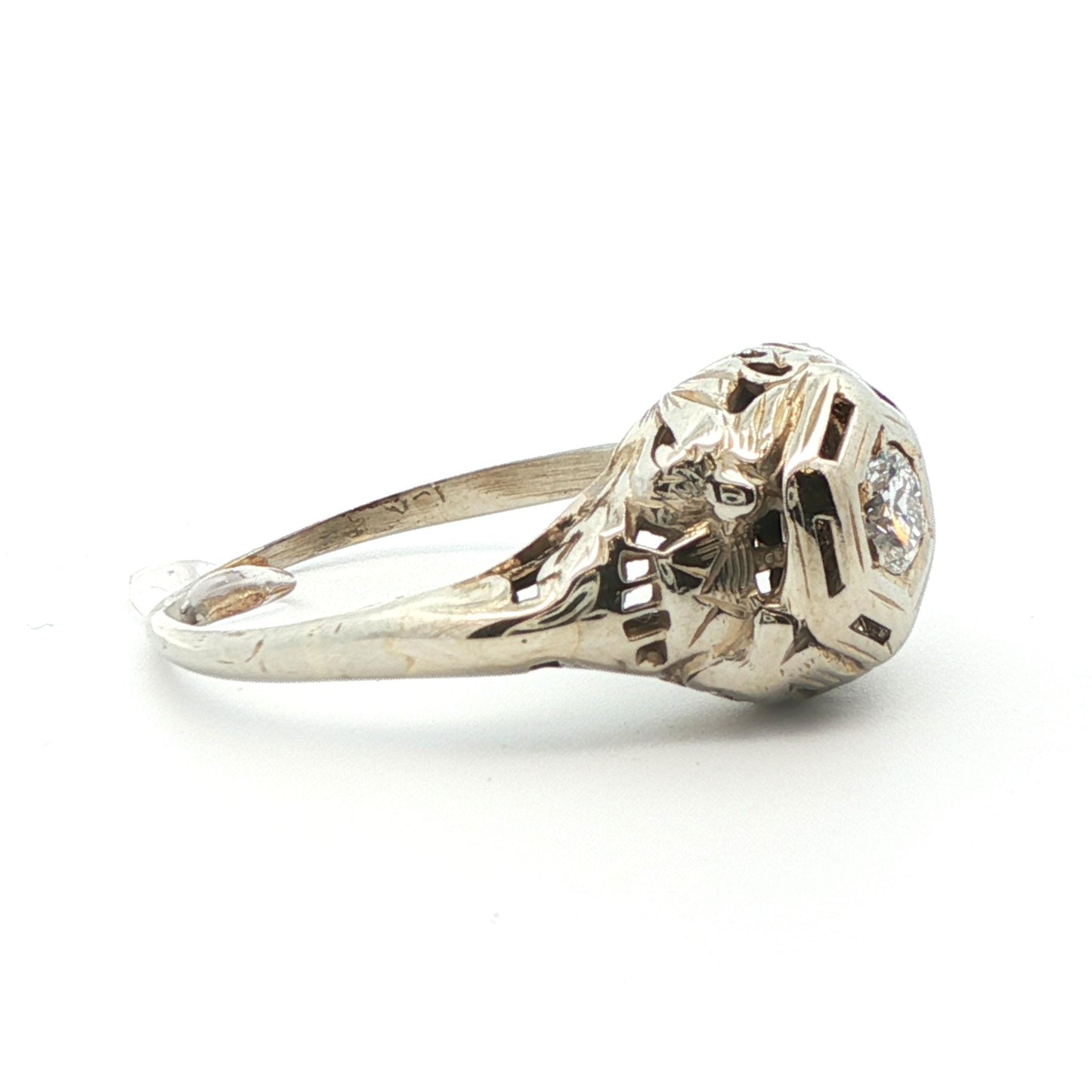 18k White Gold 1925 Antique Art Deco Diamond Ring