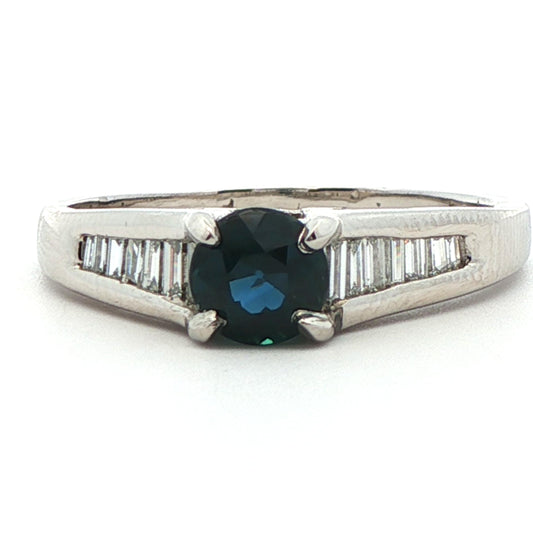 Platinum Sapphire & Diamond Engagement Ring